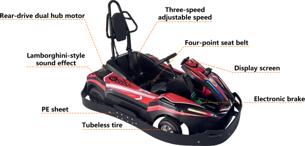 Kids electric go kart detailed specs, safety and performance diagram