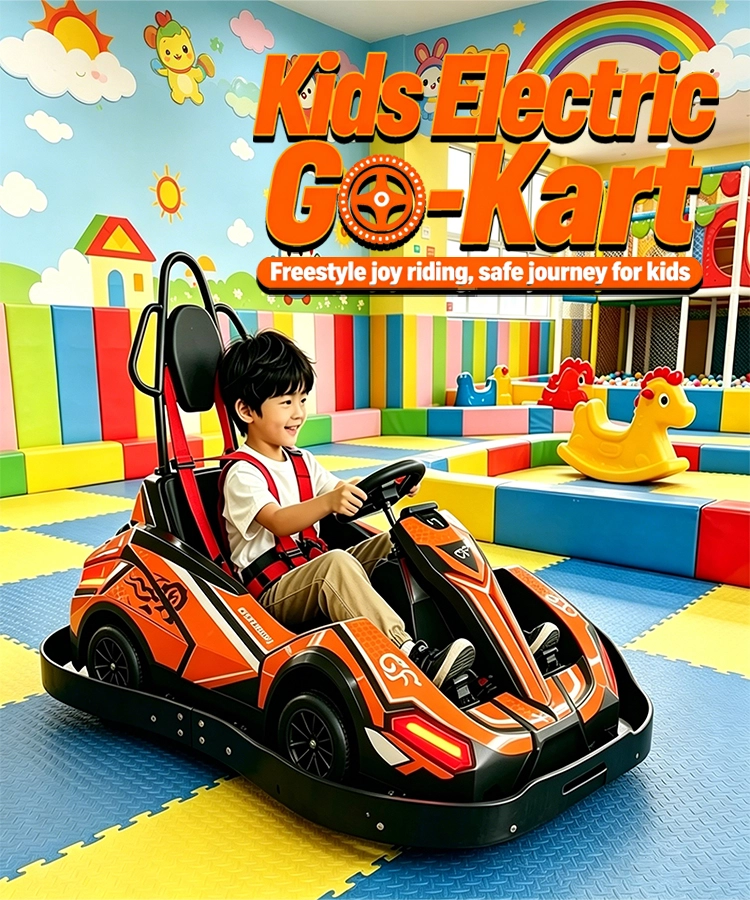 Kids electric go-kart, freestyle joy riding, safe driving for children