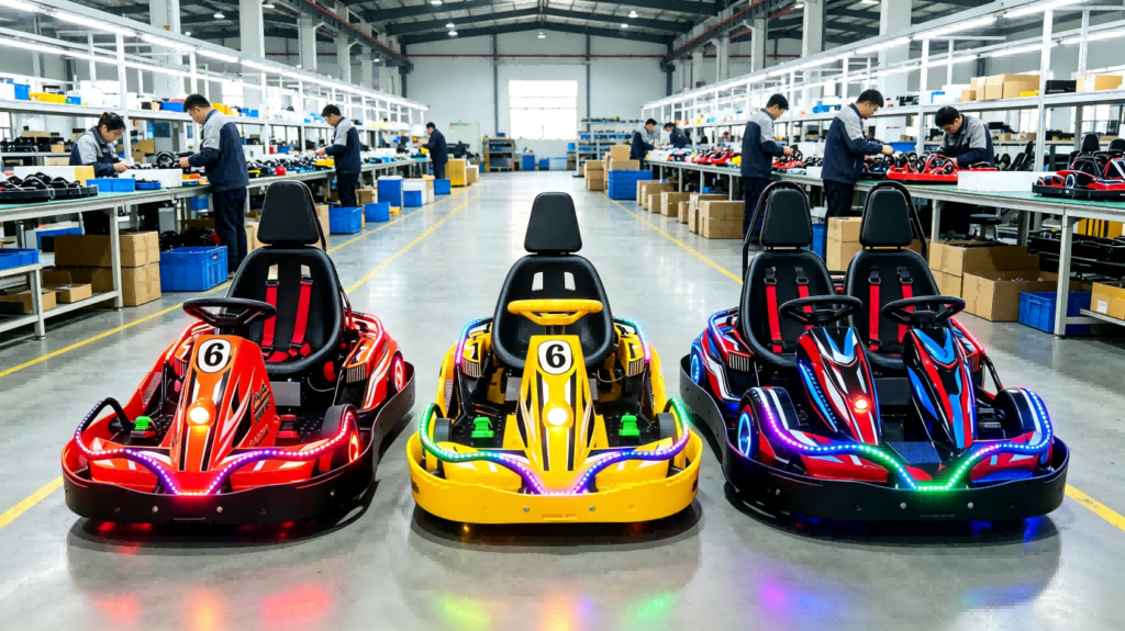Heavy duty kids go kart designed for commercial rental business and family entertainment centers